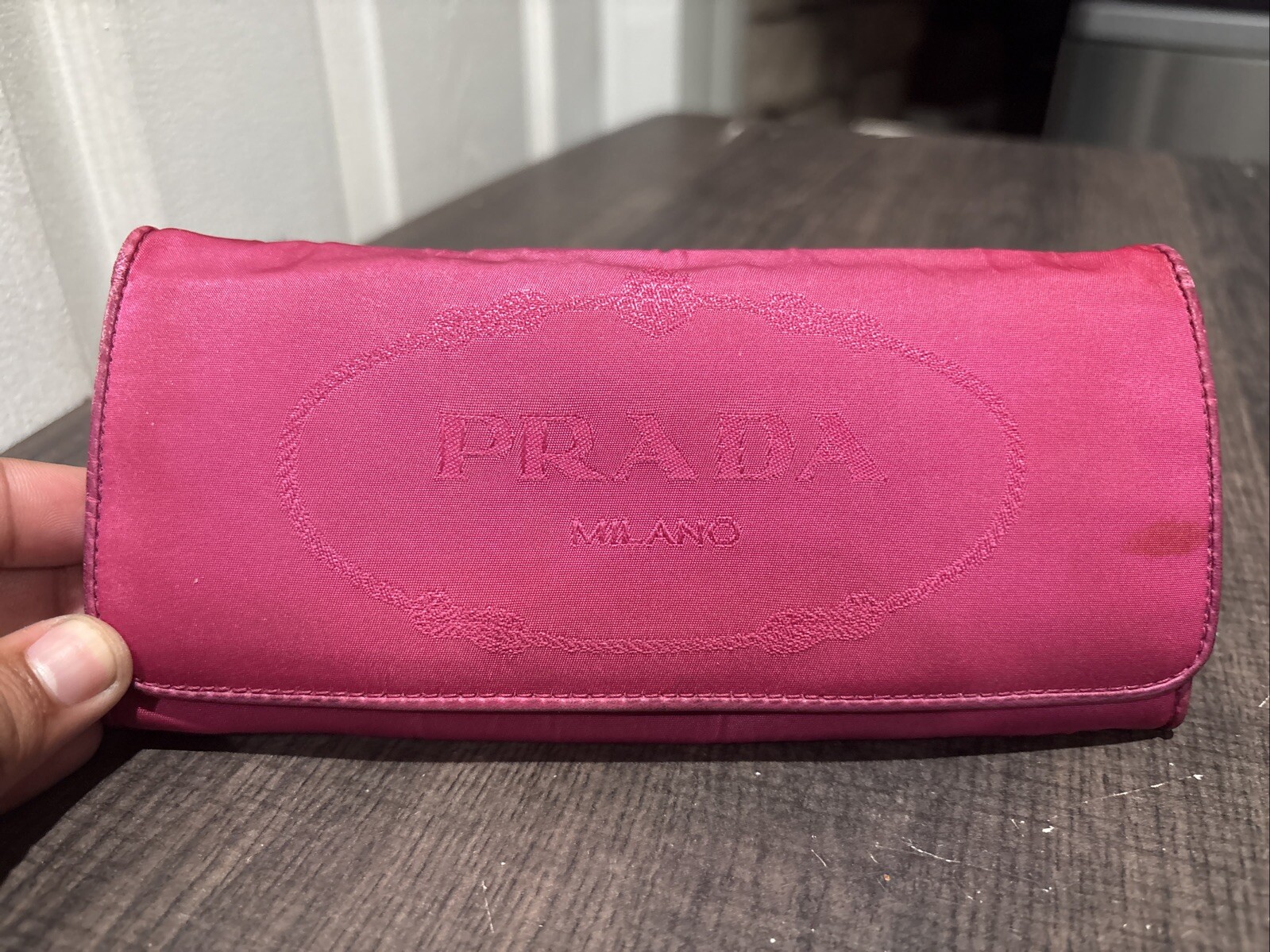Prada Vintage Pink Nylon Long Wallet 90s Retro Style