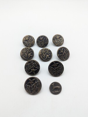 Lot De 8 Boutons Vintage Gris Noir Veiné - 2,2 Cm - Réf 130 | Pour Couture Ou Déco | Occasion