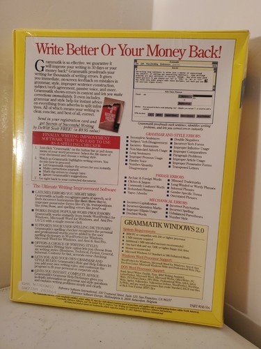 Grammatik Windows VTG 1991 Software Easiest Writing Style sealed in box - Picture 2 of 3