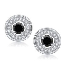 3.80Cts. Certified Natural Black & White Diamond Studs In 925 Sterling Silver