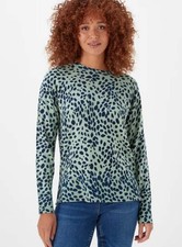 Ladies Ex Matalan Green Spot Print Soft Round Neck Jumper