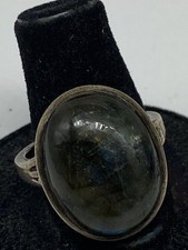 Sterling Silver Labradorite Oval Size 7 1/2 Ring 8.0g