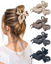 4 PCS Bow Hair Clips 1 Count Pack of 4 , Black Grey Dark Brown Light Brown