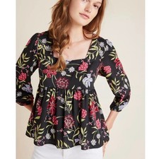 Anthropologie Dolan Cherie floral babydoll top small petite 
