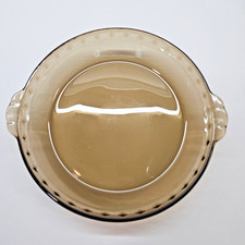 Vintage Pyrex Smoked Glass Crimped Edge Pie P...