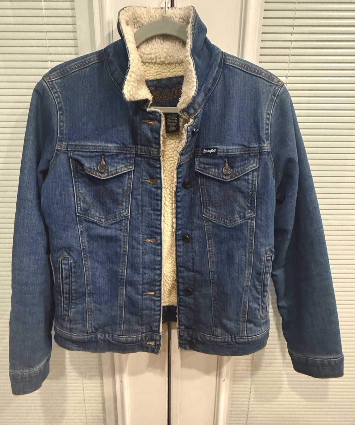 Wrangler Boys Sherpa Lined Denim Jacket Blue Jean Coat Youth