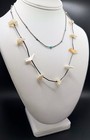 Vintage Southwestern 2Pc Lot Liquid Silver Necklaces Turquoise MOP Carved Birds — photo 2