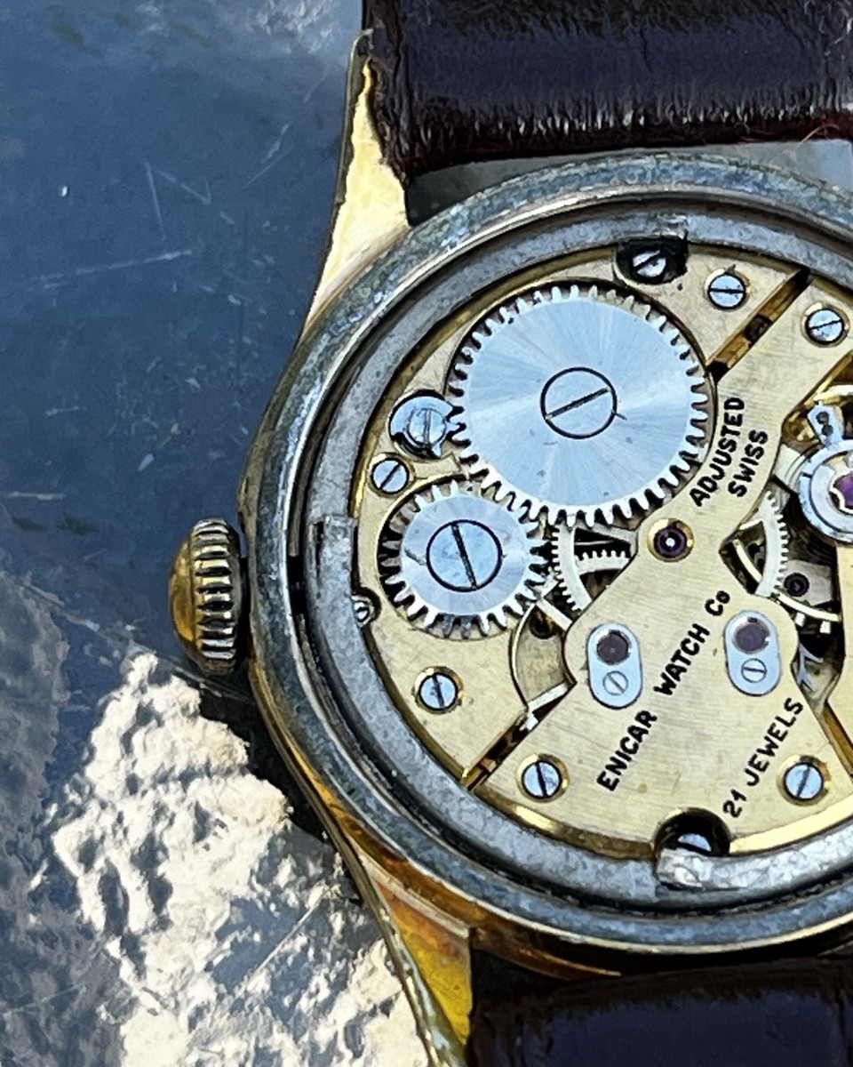 Vintage Enicar Ultrasonic 21 Jewels Swiss Hand-Winding Watch Gold