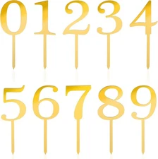 0-9 Numbers Cake Topper, Ymapinc 10 Pcs Acrylic Cake Topper Numbers for Gold Hap