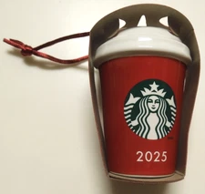 YOU GET 1 Starbucks Ceramic Ornament 2025 Series Red 2025 HOLIDAY ORNAMENT