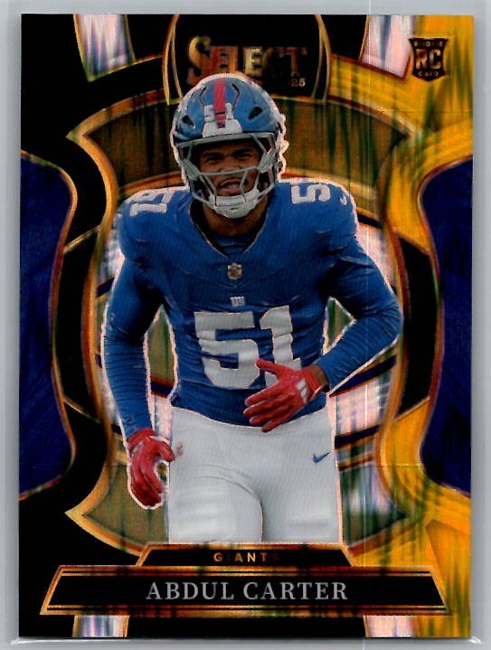 2025 Panini Select - Concourse Abdul Carter #95 Black & Gold Shock Prizm (RC)