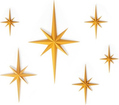 Mid Century Modern Decor, Gold Mcm Retro 3D Star Art Wall Sculpture, Plastic ...