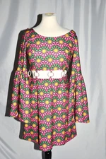 SMAK PARLOUR 1960s-STYLE FLORAL MINI DRESS WITH BELL SLEEVES Sz M – NEW