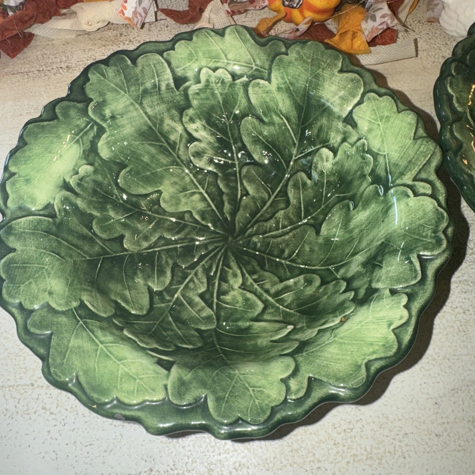 Platos de cena descontinuados Foglia de Vietri (Italia) 10,75 pulgadas Juego de 2 Foto 2 de 4