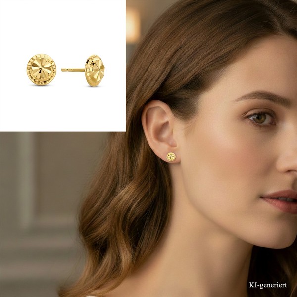 Damen Ohrstecker Echt Gold 585 (14 Kt) Diamantiert-image