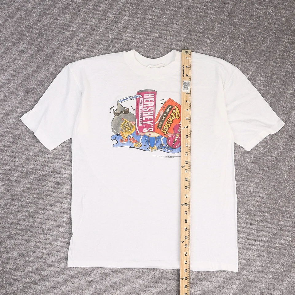 Винтажная футболка 90-х Hershey's Chocolate Candy одинарный шов XL белая с коротким рукавом - Изображение 3 из 4