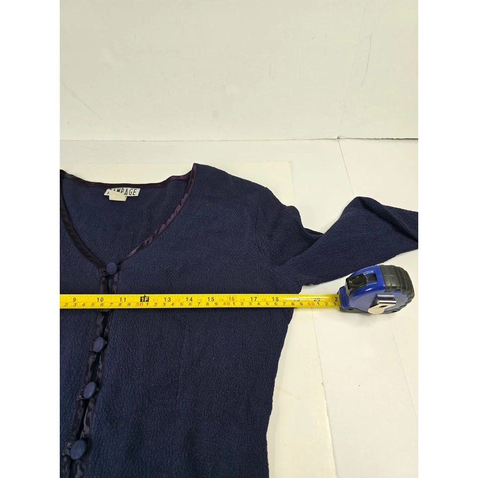 Túnica texturizada vintage Rampage para mujer mediana azul con botones delanteros EE. UU. Foto 4 de 4