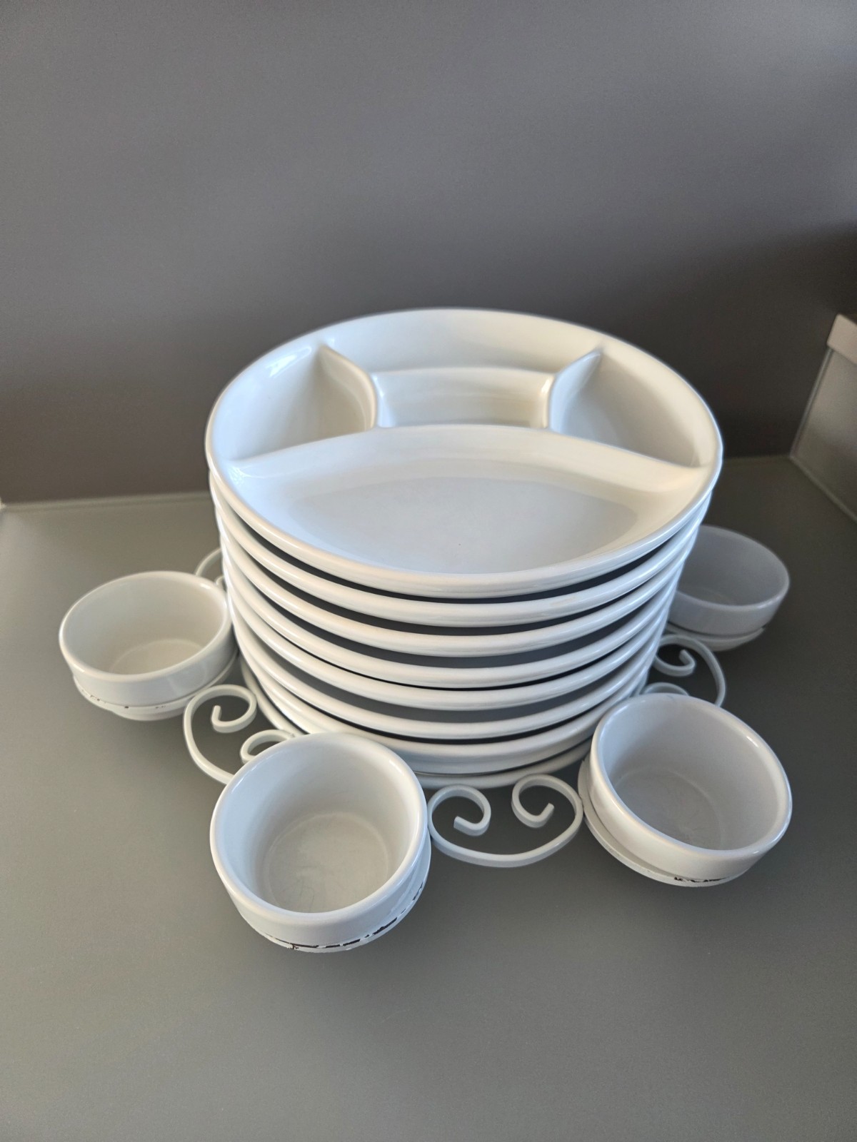 MCM Herbolzheim Fondue Teller Set 113-23 – 7 Servierteller + 6 Schälchen