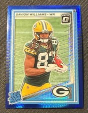 2025 Panini Donruss Optic - Rated Rookie Savion Williams #221 Blue Hyper...