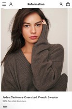 New Reformation Jadey Cashmere Oversized Vnec...