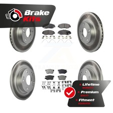 Front Rear Coat Disc Brake Rotor Semi-Metallic Pad Kit For 2014-2015 Honda Civic