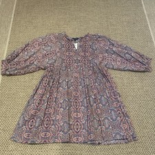 Banana Republic Flutter Paisley Preppy Tie Midi Shirtdress Boho NWT Medium