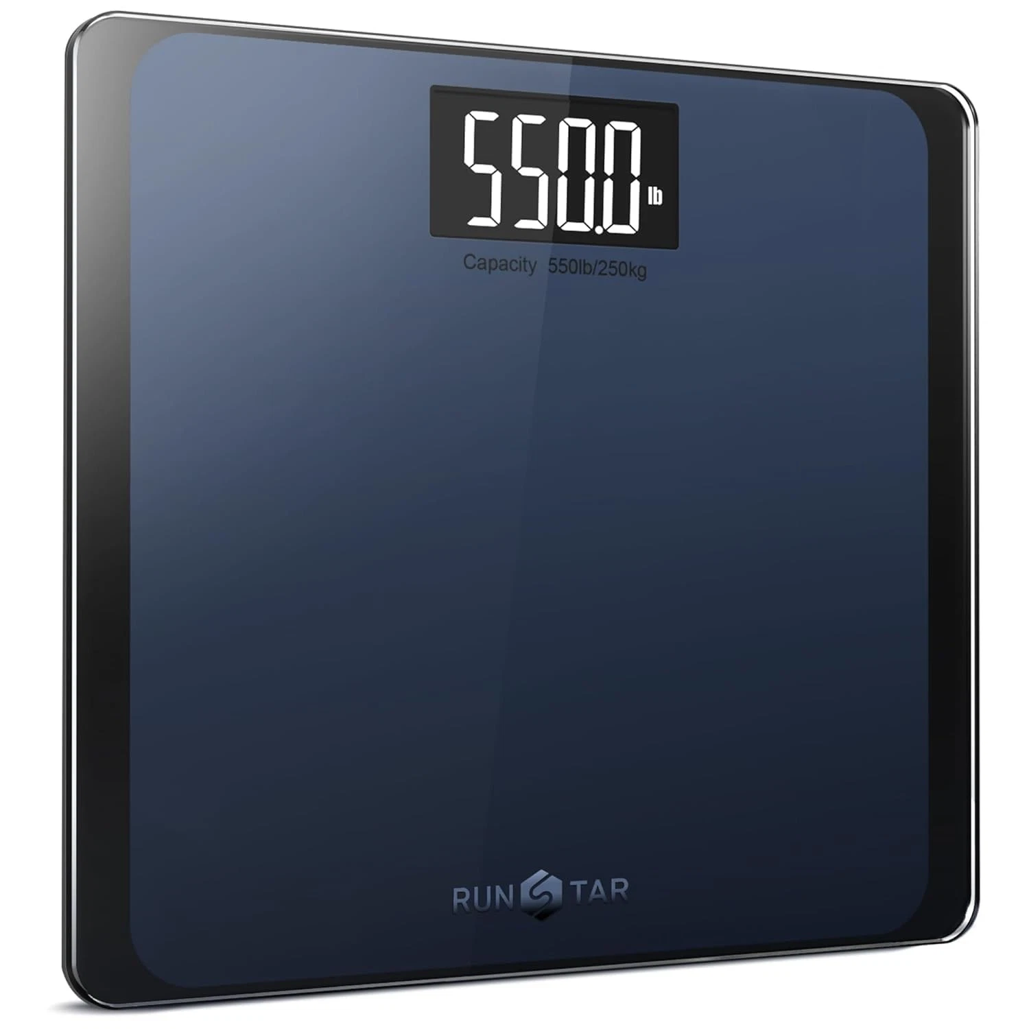 RunStar 550lb Bathroom Digital Scale for Body Weight 300 x 330 mm, Blue Black