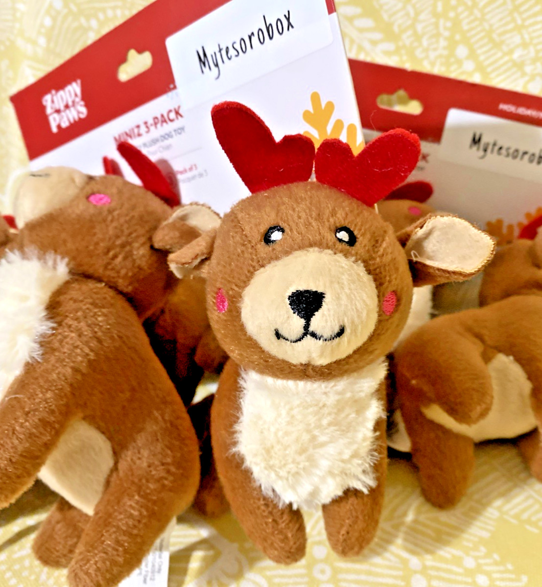 ZippyPaws 6-Pack Holiday MINIZ REINDEER Squeaky Dog Pet Toy New -FREE SHIPPING-
