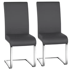 Dining Chairs Modern Faux Leather Dining Room Chairs Metal Home Kitchen Gray 2PC