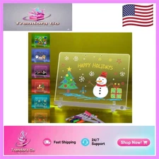 Light-Up Acrylic Doodle Board 13.7X10 with 7 Pens & Color Modes - Great Gift