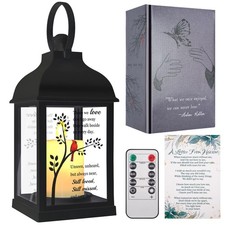 Memorial Lantern with Card - Sympathy Gift for Loss of Mom/Dad/Loved Black