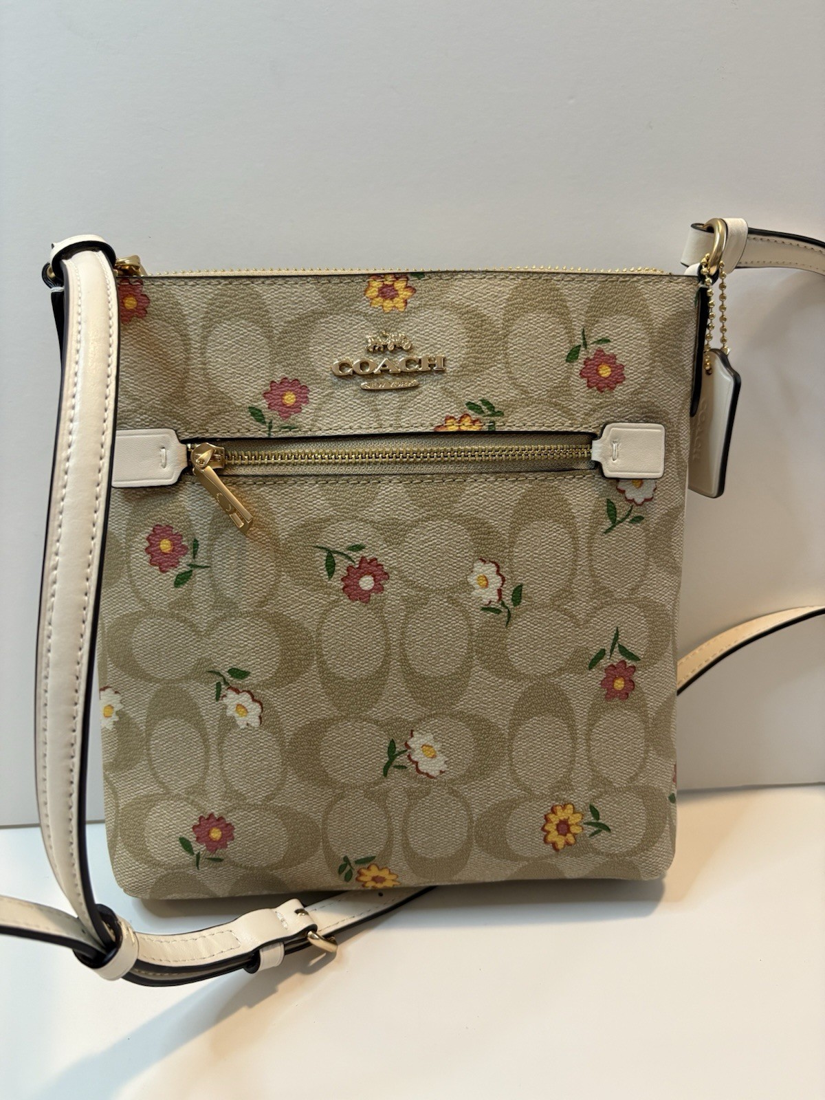 COACH Mini Rowan Crossbody Bag in Light Khaki Multi Ditsy NWO