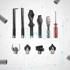 10 Pieces Drain Cleaning Accessory Set Interchangeable Heads Coiled Steel