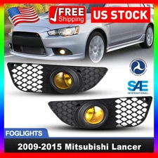 Fog Lights Pair For 2007-2014 Mitsubishi Lancer Bumper Yellow Lens w/Bulb+Wiring