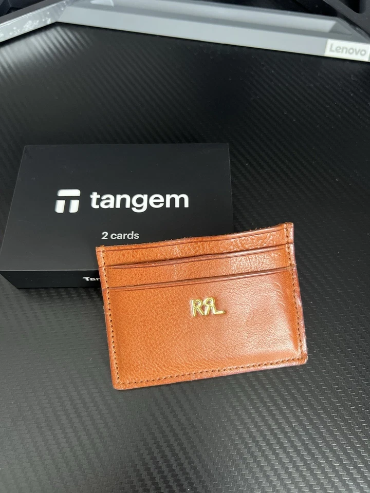 Cartera portatarjetas de cuero marrón tostado vintage RRL Ralph Lauren estilo EE. UU. Foto 4 de 4