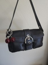 Vtg Y2k Coach Soho Flap Buckle Double Pocket Leather Shoulder Bag