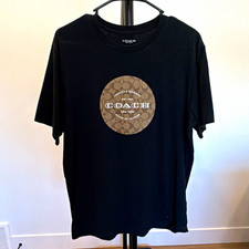 Coach Men's Black Graphic Logo Crew Neck Short Sleeve T-Shirt Size L
