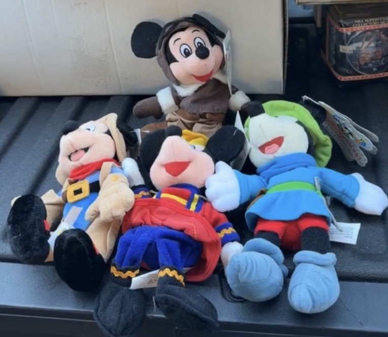Lot Of 4 Mickey Plush Bean Bag 2000 New W/T Aviator, Frontierland. Millennium