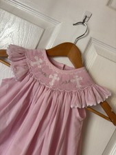 Pink Smocked Cross Easter Spring Boutique Dress Beautiful Photos  Size 2T Surcie