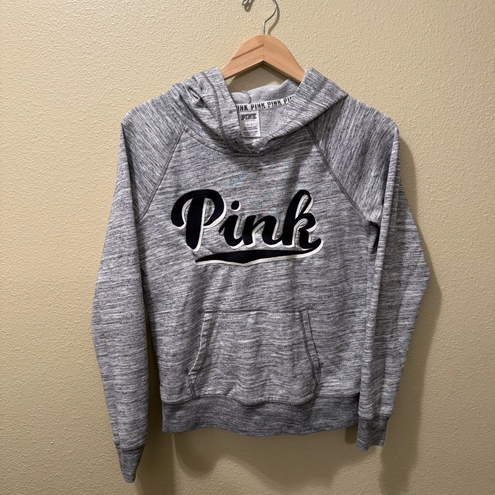 Women’s Small Victoria’s Secret PINK Heather Gray Embroidered Logo Hoodie