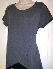 Motherhood Stretch Nursing Top, Gray/Blk, Scoop Neck, Tulip Hem, #91333, S, EUC