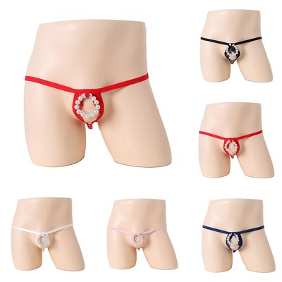 Herren durchbrochenen G String Lingerie T Back Thong Sexy Briefs Unterwäsche