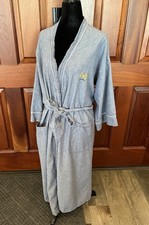 Vintage Christian Dior Monsieur Chambray Blue Cotton Bath Robe - Adult One Size