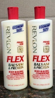 (2) Vintage Revlon Flex Balsam & Protein Body Building Conditioner 20 oz NOS 