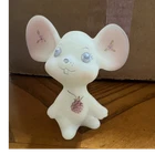 Fenton Mouse Figurine Satin Glass Hand Painted Signed Raspberry Floral Vintage