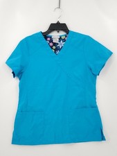 Scrub Star Scrub Top Womens Adult Size XS Color Blue Short Sleeve V Neck Pockets