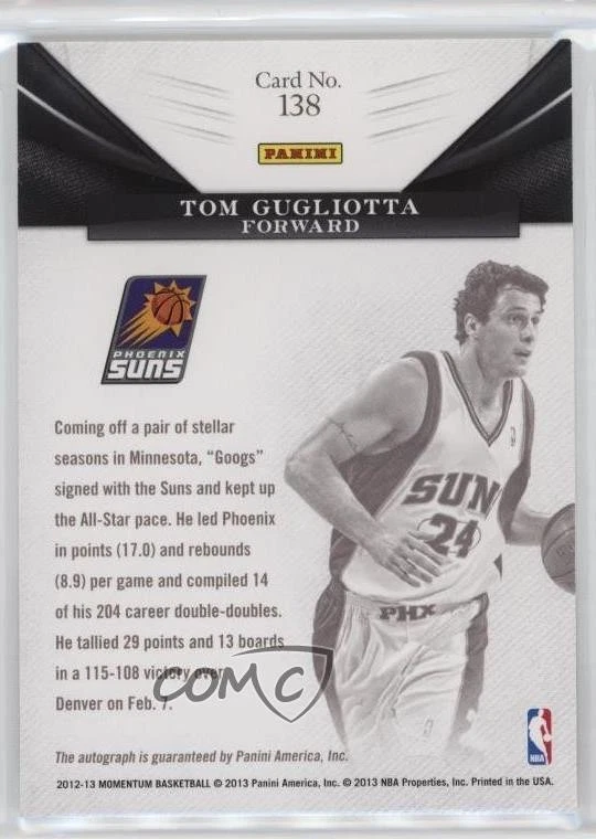 2012-13 Panini Momentum Monumental Marks Blue /25 Tom Gugliotta #138 Auto - Image 2 of 2