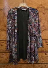 SUSAN GRAVER  STRETCHY BUTTON DOWN TUNIC TOP CARDIGAN  3X