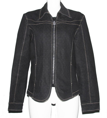 Christine Alexander Swarovski Crystals Zipper Polka Dots 2-Pkt Jacket Wms M NWOT