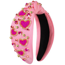 Valentine  S Day Headband Women Love Heart Headbands Jeweled Crystal Rhinestone